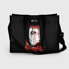 Сумка-шоппер 3D с принтом Cannibal Corpse в городе Новоалтайск, 100% полиэстер | застегивается на металлическую кнопку; внутренний карман застегивается на молнию. Стенки укреплены специальным мягким материалом, чтобы защитить содержимое от несильных ударов
 | cannibal corpse | kreator | punk rock | slayer | sodom | анархия | блэк метал | гаражный рок | гранж | дэт метал | металл | панк рок | рок музыка | рок н ролл | рокер | треш метал | труп каннибал | тяжелый рок | хард рок
