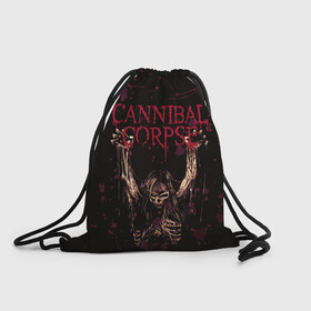 Рюкзак-мешок 3D с принтом Cannibal Corpse | Skeleton в городе Новоалтайск, 100% полиэстер | плотность ткани — 200 г/м2, размер — 35 х 45 см; лямки — толстые шнурки, застежка на шнуровке, без карманов и подкладки | Тематика изображения на принте: blood | bones | cannibal corpse | skeleton | skull | кости | кровь | скелет | труп каннибала | череп