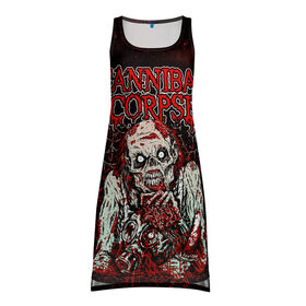 Платье-майка 3D с принтом Cannibal Corpse в городе Новоалтайск, 100% полиэстер | полуприлегающий силуэт, широкие бретели, круглый вырез горловины, удлиненный подол сзади. | canibal corpse | cannibal corpse | death metal | группы | дэт метал | канибал корпс | метал | рок