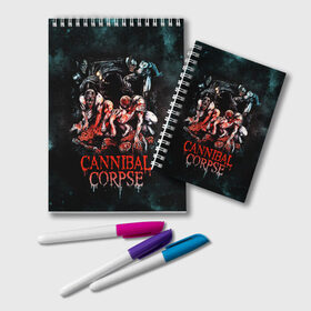 Блокнот с принтом Cannibal Corpse в городе Новоалтайск, 100% бумага | 48 листов, плотность листов — 60 г/м2, плотность картонной обложки — 250 г/м2. Листы скреплены удобной пружинной спиралью. Цвет линий — светло-серый
 | canibal corpse | cannibal corpse | death metal | группы | дэт метал | канибал корпс | метал | рок
