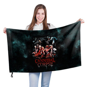 Флаг 3D с принтом Cannibal Corpse в городе Новоалтайск, 100% полиэстер | плотность ткани — 95 г/м2, размер — 67 х 109 см. Принт наносится с одной стороны | canibal corpse | cannibal corpse | death metal | группы | дэт метал | канибал корпс | метал | рок