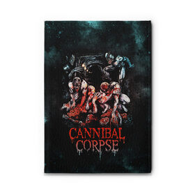 Обложка для автодокументов с принтом Cannibal Corpse в городе Новоалтайск, натуральная кожа |  размер 19,9*13 см; внутри 4 больших “конверта” для документов и один маленький отдел — туда идеально встанут права | canibal corpse | cannibal corpse | death metal | группы | дэт метал | канибал корпс | метал | рок