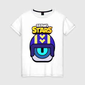 Женская футболка хлопок с принтом STU СТУ Brawl Stars в городе Новоалтайск, 100% хлопок | прямой крой, круглый вырез горловины, длина до линии бедер, слегка спущенное плечо | brawl | brawl stars | brawlstars | brawl_stars | jessie | бравл | бравлер stu | бравлстарс | гонщик | каскадер | сту