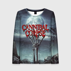 Женский лонгслив 3D с принтом CANNIBAL CORPSE в городе Новоалтайск, 100% полиэстер | длинные рукава, круглый вырез горловины, полуприлегающий силуэт | cannibal corpse | evisceration plague | hammer smashed face. | violence unimagined | дэт метал | музыка | рок | труп каннибала