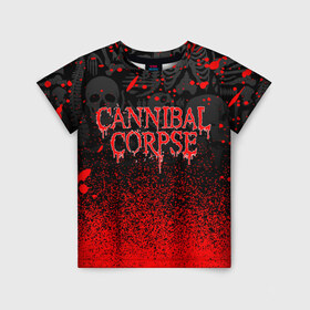 Детская футболка 3D с принтом CANNIBAL CORPSE в городе Новоалтайск, 100% гипоаллергенный полиэфир | прямой крой, круглый вырез горловины, длина до линии бедер, чуть спущенное плечо, ткань немного тянется | cannibal corpse | evisceration plague | hammer smashed face. | violence unimagined | дэт метал | музыка | рок | труп каннибала
