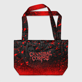 Пляжная сумка 3D с принтом CANNIBAL CORPSE в городе Новоалтайск, 100% полиэстер | застегивается на металлическую кнопку; внутренний карман застегивается на молнию. Стенки укреплены специальным мягким материалом, чтобы защитить содержимое от несильных ударов
 | cannibal corpse | evisceration plague | hammer smashed face. | violence unimagined | дэт метал | музыка | рок | труп каннибала