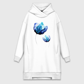 Платье-худи хлопок с принтом Синие цветы в городе Новоалтайск,  |  | blue | blue flowers | синие | синие цветы | синий цветок | цвет | цветок | цветы