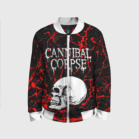 Детский бомбер 3D с принтом CANNIBAL CORPSE в городе Новоалтайск, 100% полиэстер | застегивается на молнию, по бокам два кармана без застежек, мягкие манжеты, по низу бомбера и на воротнике — эластичная резинка | cannibal corpse | evisceration plague | hammer smashed face. | violence unimagined | дэт метал | музыка | рок | труп каннибала