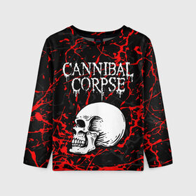Детский лонгслив 3D с принтом CANNIBAL CORPSE в городе Новоалтайск, 100% полиэстер | длинные рукава, круглый вырез горловины, полуприлегающий силуэт
 | cannibal corpse | evisceration plague | hammer smashed face. | violence unimagined | дэт метал | музыка | рок | труп каннибала