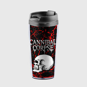 Термокружка-непроливайка с принтом CANNIBAL CORPSE в городе Новоалтайск, внутренняя часть — пищевой пластик, наружная часть — прозрачный пластик, между ними — полиграфическая вставка с рисунком | объем — 350 мл, герметичная крышка | cannibal corpse | evisceration plague | hammer smashed face. | violence unimagined | дэт метал | музыка | рок | труп каннибала