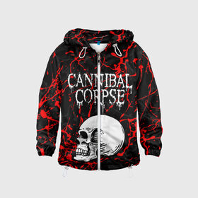 Детская ветровка 3D с принтом CANNIBAL CORPSE в городе Новоалтайск, 100% полиэстер | подол и капюшон оформлены резинкой с фиксаторами, по бокам два кармана без застежек, один потайной карман на груди | cannibal corpse | evisceration plague | hammer smashed face. | violence unimagined | дэт метал | музыка | рок | труп каннибала
