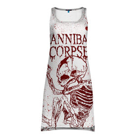 Платье-майка 3D с принтом Cannibal Corpse в городе Новоалтайск, 100% полиэстер | полуприлегающий силуэт, широкие бретели, круглый вырез горловины, удлиненный подол сзади. | canibal corpse | cannibal corpse | death metal | группы | дэт метал | канибал корпс | метал | рок