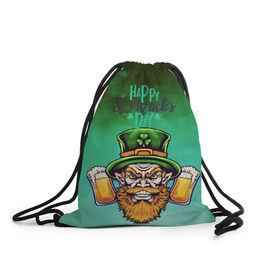 Рюкзак-мешок 3D с принтом Happy Saint Patricks Day в городе Новоалтайск, 100% полиэстер | плотность ткани — 200 г/м2, размер — 35 х 45 см; лямки — толстые шнурки, застежка на шнуровке, без карманов и подкладки | saint patricks day | арт | графика | март | патрик | святой патрик