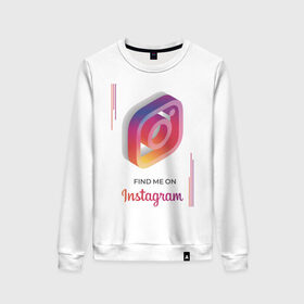Женский свитшот хлопок с принтом Инстаграм / Instagram в городе Новоалтайск, 100% хлопок | прямой крой, круглый вырез, на манжетах и по низу широкая трикотажная резинка  | facebook | instagram | инста | инстаграм | платформа | приложение | редактор фотографий | социальная сеть | соцсеть