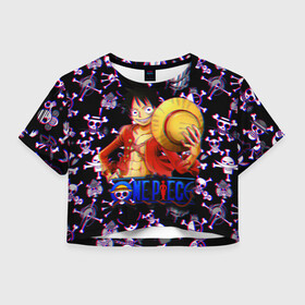 Женская футболка Crop-top 3D с принтом Луффи One Piece | Glitch в городе Новоалтайск, 100% полиэстер | круглая горловина, длина футболки до линии талии, рукава с отворотами | brook | chopper | kid | lo | luffy | monkey | nami | one piece | pirates | robin | sanji | usopp | zoro | белоус | брук | ван пис | джимбей | зоро | йонко | кайдо | кид | ло | луффи | мугивара | мугивары | нами | пираты | робин | роджер | сандж