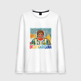 Мужской лонгслив хлопок с принтом Diego Maradona в городе Новоалтайск, 100% хлопок |  | argentina | football | maradona | messi | аргентина | гол | диего | марадона | месси | мяч | рука бога | спорт | футбол | чемпион