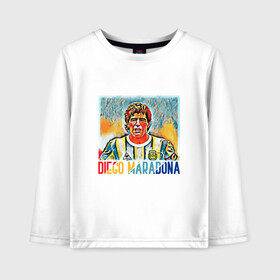 Детский лонгслив хлопок с принтом Diego Maradona в городе Новоалтайск, 100% хлопок | круглый вырез горловины, полуприлегающий силуэт, длина до линии бедер | argentina | football | maradona | messi | аргентина | гол | диего | марадона | месси | мяч | рука бога | спорт | футбол | чемпион