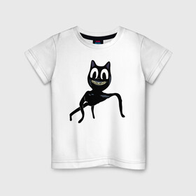 Детская футболка хлопок с принтом Cartoon cat в городе Новоалтайск, 100% хлопок | круглый вырез горловины, полуприлегающий силуэт, длина до линии бедер | cartoon cat | crazy | horror | kitty | monster | безумный | враг | животные | зверь | злодей | злой кот | картун кэт | киска | кот | кошак | монстр | мультяшный кот | оскал | персонаж | смешной | страшилки | сумасшедший