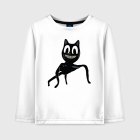 Детский лонгслив хлопок с принтом Cartoon cat в городе Новоалтайск, 100% хлопок | круглый вырез горловины, полуприлегающий силуэт, длина до линии бедер | cartoon cat | crazy | horror | kitty | monster | безумный | враг | животные | зверь | злодей | злой кот | картун кэт | киска | кот | кошак | монстр | мультяшный кот | оскал | персонаж | смешной | страшилки | сумасшедший