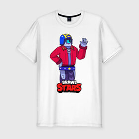 Мужская футболка хлопок Slim с принтом STU СТУ Brawl Stars в городе Новоалтайск, 92% хлопок, 8% лайкра | приталенный силуэт, круглый вырез ворота, длина до линии бедра, короткий рукав | brawl | brawl stars | brawlstars | brawl_stars | jessie | бравл | бравлер stu | бравлстарс | гонщик | каскадер | сту