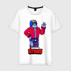 Мужская футболка хлопок с принтом STU СТУ Brawl Stars в городе Новоалтайск, 100% хлопок | прямой крой, круглый вырез горловины, длина до линии бедер, слегка спущенное плечо. | brawl | brawl stars | brawlstars | brawl_stars | jessie | бравл | бравлер stu | бравлстарс | гонщик | каскадер | сту