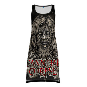 Платье-майка 3D с принтом Cannibal Corpse в городе Новоалтайск, 100% полиэстер | полуприлегающий силуэт, широкие бретели, круглый вырез горловины, удлиненный подол сзади. | canibal corpse | cannibal corpse | death metal | группы | дэт метал | канибал корпс | метал | рок