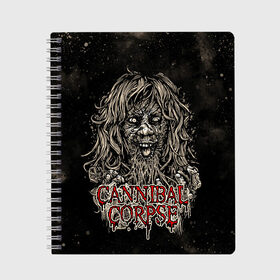Тетрадь с принтом Cannibal Corpse в городе Новоалтайск, 100% бумага | 48 листов, плотность листов — 60 г/м2, плотность картонной обложки — 250 г/м2. Листы скреплены сбоку удобной пружинной спиралью. Уголки страниц и обложки скругленные. Цвет линий — светло-серый
 | canibal corpse | cannibal corpse | death metal | группы | дэт метал | канибал корпс | метал | рок