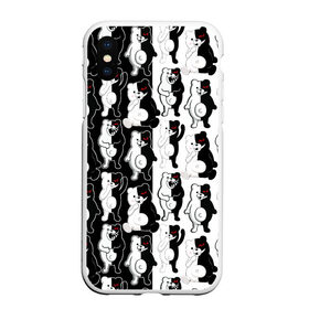 Чехол для iPhone XS Max матовый с принтом MONOKUMA  МОНОКУМА ПАТТЕРН в городе Новоалтайск, Силикон | Область печати: задняя сторона чехла, без боковых панелей | anime | danganronpa | enoshima | junko | monokuma | аниме | джунко | игра | манга | медведь | монокума | паттерн | робот медведь | эношима