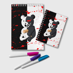Блокнот с принтом MONOKUMA  МОНОКУМА в городе Новоалтайск, 100% бумага | 48 листов, плотность листов — 60 г/м2, плотность картонной обложки — 250 г/м2. Листы скреплены удобной пружинной спиралью. Цвет линий — светло-серый
 | anime | danganronpa | enoshima | junko | monokuma | аниме | джунко | игра | манга | медведь | монокума | робот медведь | эношима