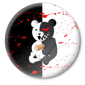 Значок с принтом MONOKUMA  МОНОКУМА в городе Новоалтайск,  металл | круглая форма, металлическая застежка в виде булавки | Тематика изображения на принте: anime | danganronpa | enoshima | junko | monokuma | аниме | джунко | игра | манга | медведь | монокума | робот медведь | эношима