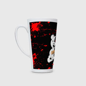 Кружка Латте с принтом MONOKUMA  МОНОКУМА в городе Новоалтайск, Белая керамика | Объем 480 мл; Высота 150 мм; Диаметр 90 мм | anime | danganronpa | enoshima | junko | monokuma | аниме | джунко | игра | манга | медведь | монокума | робот медведь | эношима