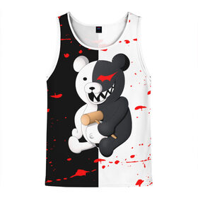Мужская майка 3D с принтом MONOKUMA  МОНОКУМА в городе Новоалтайск, 100% полиэстер | круглая горловина, приталенный силуэт, длина до линии бедра. Пройма и горловина окантованы тонкой бейкой | anime | danganronpa | enoshima | junko | monokuma | аниме | джунко | игра | манга | медведь | монокума | робот медведь | эношима