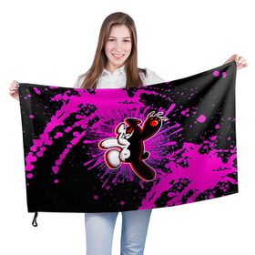Флаг 3D с принтом MONOKUMA PAINT в городе Новоалтайск, 100% полиэстер | плотность ткани — 95 г/м2, размер — 67 х 109 см. Принт наносится с одной стороны | anime | danganronpa | enoshima | junko | monokuma | аниме | джунко | игра | манга | медведь | монокума | робот медведь | эношима