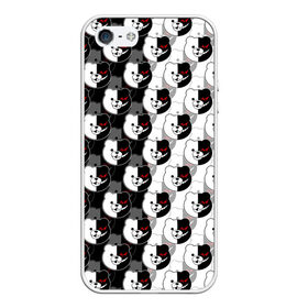 Чехол для iPhone 5/5S матовый с принтом MONOKUMA  МОНОКУМА PATTERN в городе Новоалтайск, Силикон | Область печати: задняя сторона чехла, без боковых панелей | anime | danganronpa | enoshima | junko | monokuma | аниме | джунко | игра | манга | медведь | монокума | робот медведь | эношима