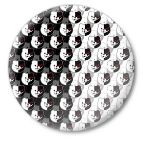 Значок с принтом MONOKUMA  МОНОКУМА PATTERN в городе Новоалтайск,  металл | круглая форма, металлическая застежка в виде булавки | Тематика изображения на принте: anime | danganronpa | enoshima | junko | monokuma | аниме | джунко | игра | манга | медведь | монокума | робот медведь | эношима