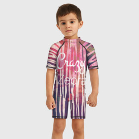 Детский купальный костюм 3D с принтом Сумасшедшая зебра в городе Новоалтайск, Полиэстер 85%, Спандекс 15% | застежка на молнии на спине | crazy zebra | зебра | квагга | лошадь | млекопитающее | сумасшедшая зебра