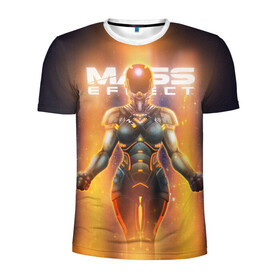 Мужская футболка 3D спортивная с принтом mass effect в городе Новоалтайск, 100% полиэстер с улучшенными характеристиками | приталенный силуэт, круглая горловина, широкие плечи, сужается к линии бедра | bioware | n7 | shepard | броня | жнецы | масс эффект | н7 | шепард | эффект массы