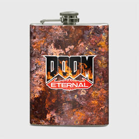 Фляга с принтом DOOM Eternal (логотип) в городе Новоалтайск, металлический корпус | емкость 0,22 л, размер 125 х 94 мм. Виниловая наклейка запечатывается полностью | Тематика изображения на принте: doom | doom eternal | дум | игра | логотип | шутер