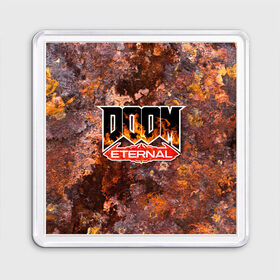 Магнит 55*55 с принтом DOOM Eternal (логотип) в городе Новоалтайск, Пластик | Размер: 65*65 мм; Размер печати: 55*55 мм | Тематика изображения на принте: doom | doom eternal | дум | игра | логотип | шутер