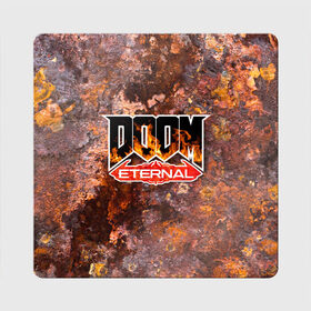 Магнит виниловый Квадрат с принтом DOOM Eternal (логотип) в городе Новоалтайск, полимерный материал с магнитным слоем | размер 9*9 см, закругленные углы | Тематика изображения на принте: doom | doom eternal | дум | игра | логотип | шутер