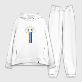 Женский костюм хлопок Oversize с принтом ОБЛАКО РАДУГА в городе Новоалтайск,  |  | cloud | rainbow | би | блюющее облако | летний | мем | мультяшный | радуга | разноцветный | юмор | яркий