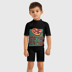 Детский купальный костюм 3D с принтом I want pizza, Я хочу пиццы в городе Новоалтайск, Полиэстер 85%, Спандекс 15% | застежка на молнии на спине | i want pizza | pizza | пицца | я хочу пиццы