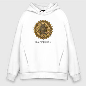 Мужское худи Oversize хлопок с принтом Happiness в городе Новоалтайск, френч-терри — 70% хлопок, 30% полиэстер. Мягкий теплый начес внутри —100% хлопок | боковые карманы, эластичные манжеты и нижняя кромка, капюшон на магнитной кнопке | happiness | owl | королевская сова | сова | счастье | удача