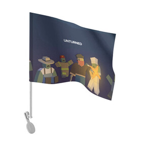 Флаг для автомобиля с принтом Unturned в городе Новоалтайск, 100% полиэстер | Размер: 30*21 см | survival | unturned | zombie | антюрнд | антюрнед | выживание | игра про зомби | стим
