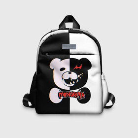 Детский рюкзак 3D с принтом MONOKUMA  МОНОКУМА GLITCH в городе Новоалтайск, 100% полиэстер | лямки с регулируемой длиной, сверху петелька, чтобы рюкзак можно было повесить на вешалку. Основное отделение закрывается на молнию, как и внешний карман. Внутри дополнительный карман. По бокам два дополнительных кармашка | anime | danganronpa | enoshima | junko | monokuma | аниме | джунко | игра | манга | медведь | монокума | робот медведь | эношима