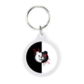 Брелок круглый с принтом MONOKUMA  МОНОКУМА в городе Новоалтайск, пластик и полированная сталь | круглая форма, металлическое крепление в виде кольца | Тематика изображения на принте: anime | danganronpa | enoshima | junko | monokuma | аниме | джунко | игра | манга | медведь | монокума | робот медведь | эношима