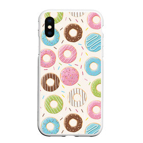 Чехол для iPhone XS Max матовый с принтом Пончики / Donuts в городе Новоалтайск, Силикон | Область печати: задняя сторона чехла, без боковых панелей | bagel | cookies | donut | pastry | pie | ring | бублик | выпечка | колечко | печенье | пирожок | пончик