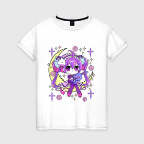 Женская футболка хлопок с принтом Cute Chibi Kawaii в городе Новоалтайск, 100% хлопок | прямой крой, круглый вырез горловины, длина до линии бедер, слегка спущенное плечо | anime | chibi | cute | devil | girls | goth | kawaii | loli | made | manga | pastel | skull | star | аниме | бантики | гот | готик | готичная | девочка | девушка | доли | звезды | каваи | кавай | луна | манга | месяц | милая | мишка | плюшевый