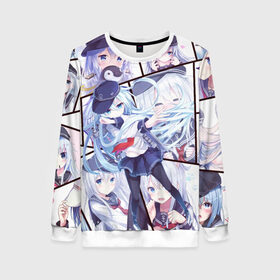 Женский свитшот 3D с принтом Kantai Collection Hibiki в городе Новоалтайск, 100% полиэстер с мягким внутренним слоем | круглый вырез горловины, мягкая резинка на манжетах и поясе, свободная посадка по фигуре | аниме | девочка | пингвин | флотская коллекция | хибики