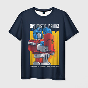 Мужская футболка 3D с принтом Optimistic Prime в городе Новоалтайск, 100% полиэфир | прямой крой, круглый вырез горловины, длина до линии бедер | autobots | decepticons | robots | transformers | автоботы | нло | пришельцы | робот | роботы | трансформеры